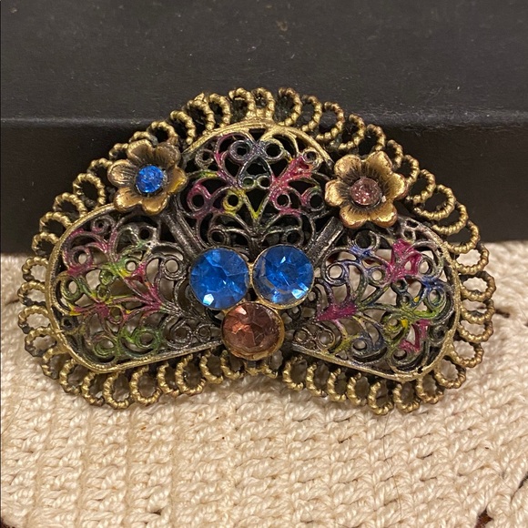 Antique Art Nouveau Sash Clip With Crystals. - Picture 4 of 6